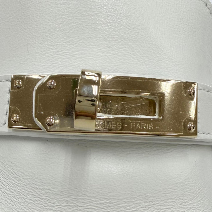 未使用品☆HERMES エルメス 231067Z モカシン デスタン カーフレザー ゴールド金具 ケリーバックル ローファー ホワイト 36.5 イタリア製