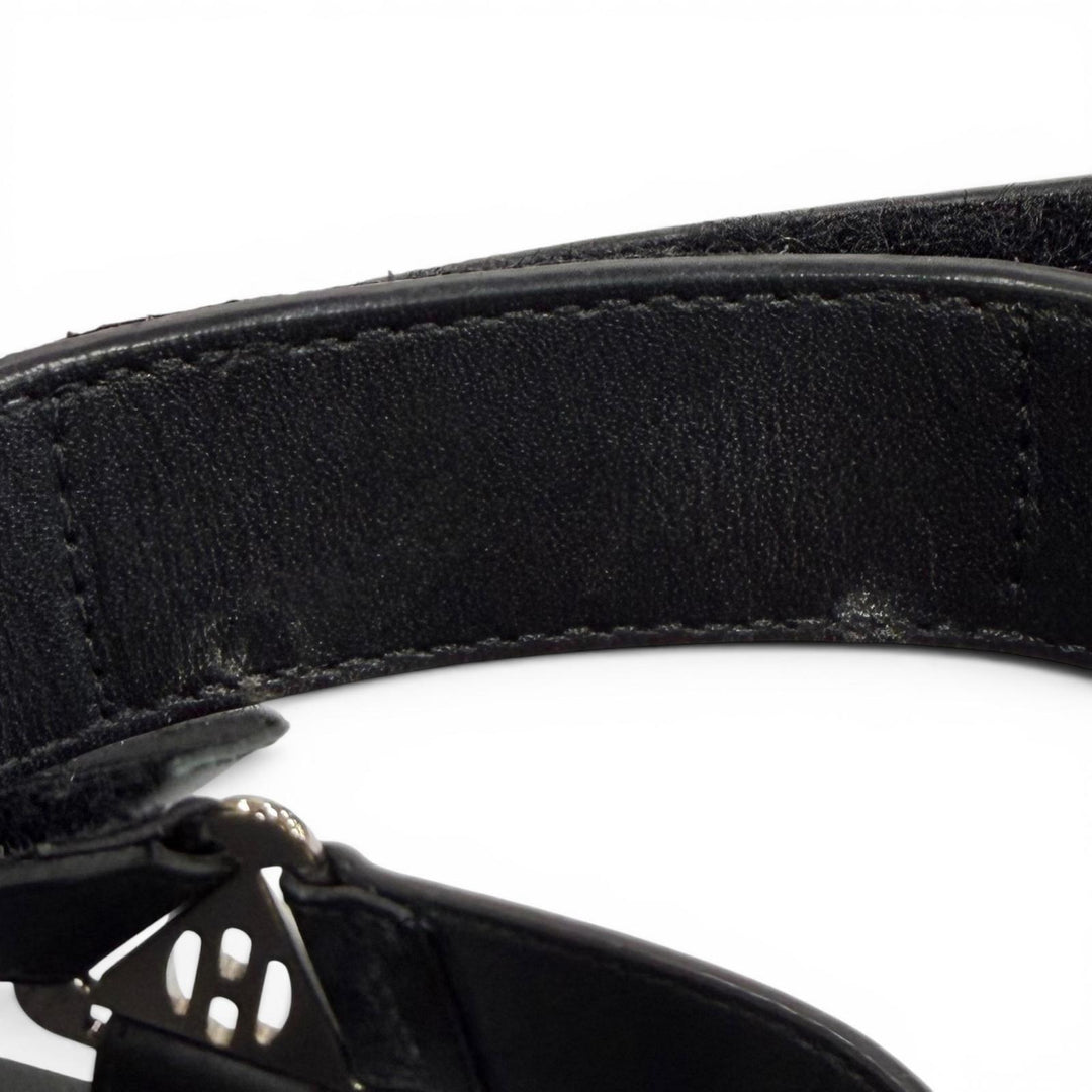 美品★HERMES エルメス 221033Z エニド シルバー金具 ベルクロ レザー サンダル 厚底サンダル ブラック 38 イタリア製 レディース