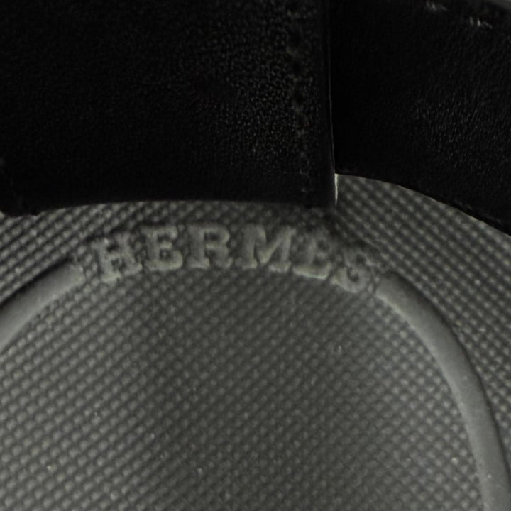 美品★HERMES エルメス 221033Z エニド シルバー金具 ベルクロ レザー サンダル 厚底サンダル ブラック 38 イタリア製 レディース