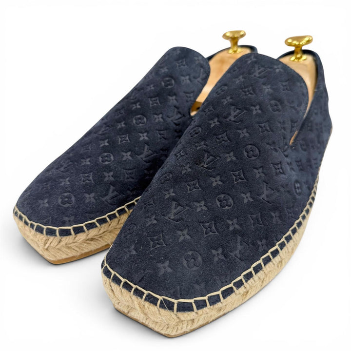 未使用品▼LOUIS VUITTON ルイヴィトン ビダールライン スウェードレザー モノグラム エスパドリーユ スリッポン ネイビー 8 伊製 メンズ