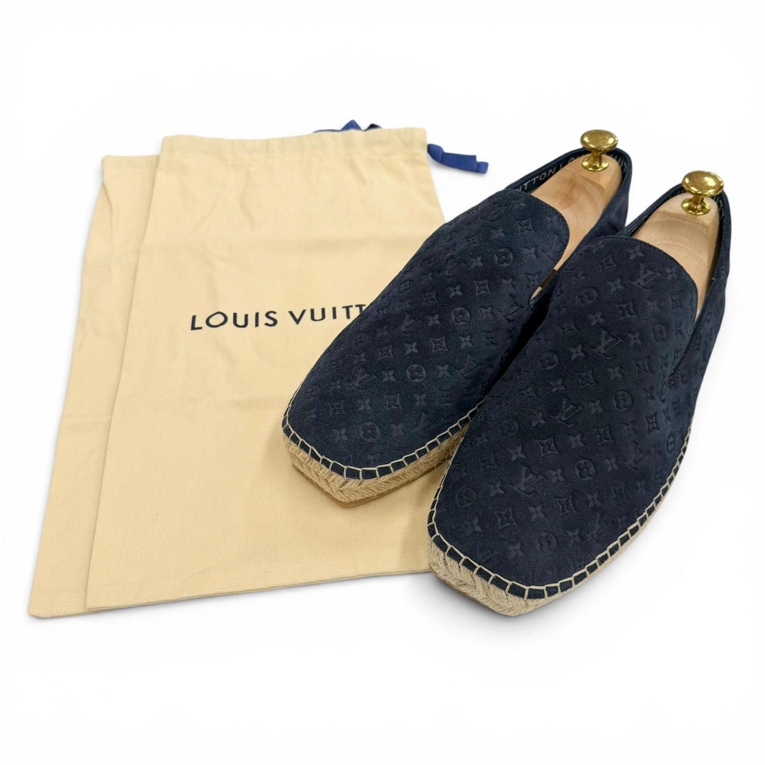 未使用品▼LOUIS VUITTON ルイヴィトン ビダールライン スウェードレザー モノグラム エスパドリーユ スリッポン ネイビー 8 伊製 メンズ