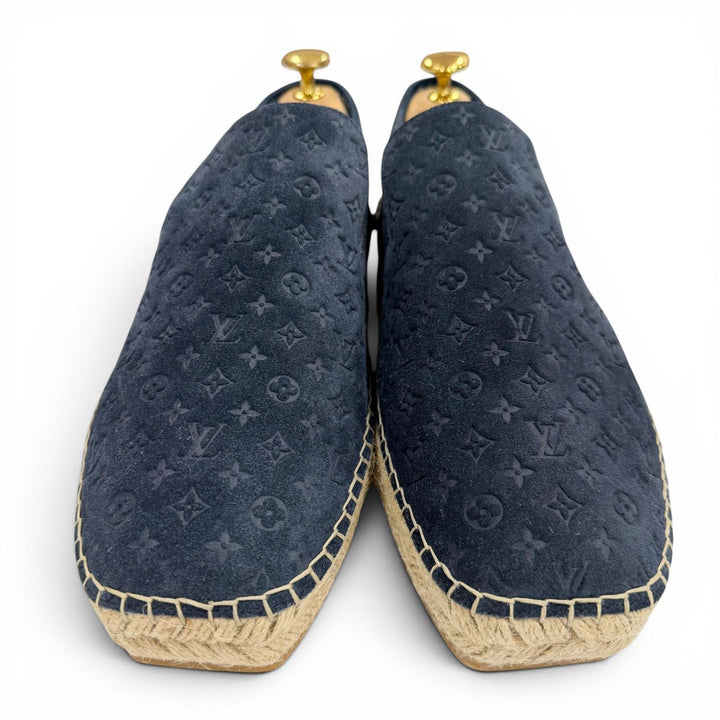未使用品▼LOUIS VUITTON ルイヴィトン ビダールライン スウェードレザー モノグラム エスパドリーユ スリッポン ネイビー 8 伊製 メンズ