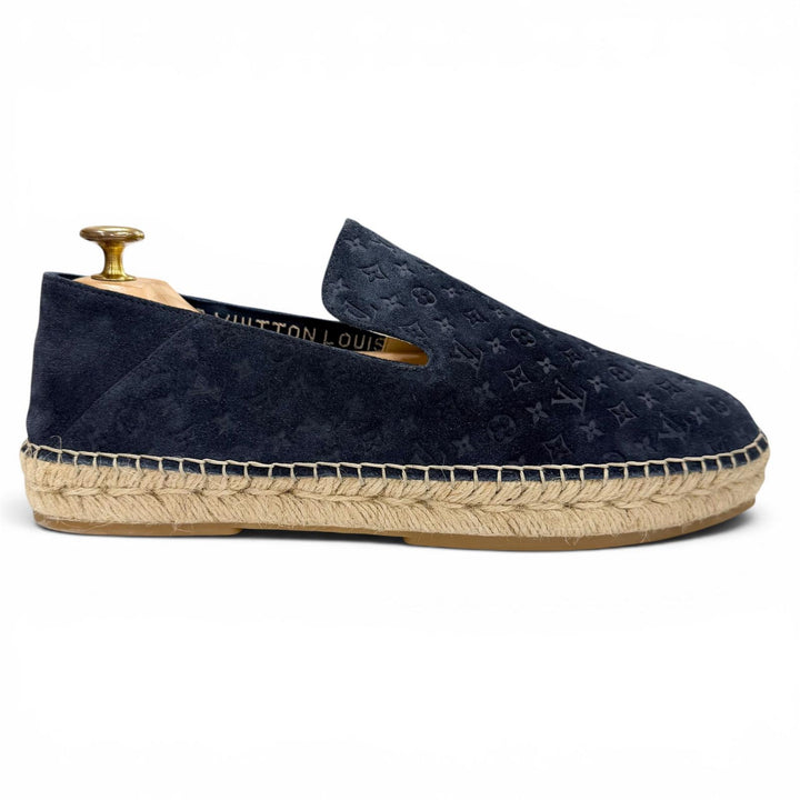 未使用品▼LOUIS VUITTON ルイヴィトン ビダールライン スウェードレザー モノグラム エスパドリーユ スリッポン ネイビー 8 伊製 メンズ