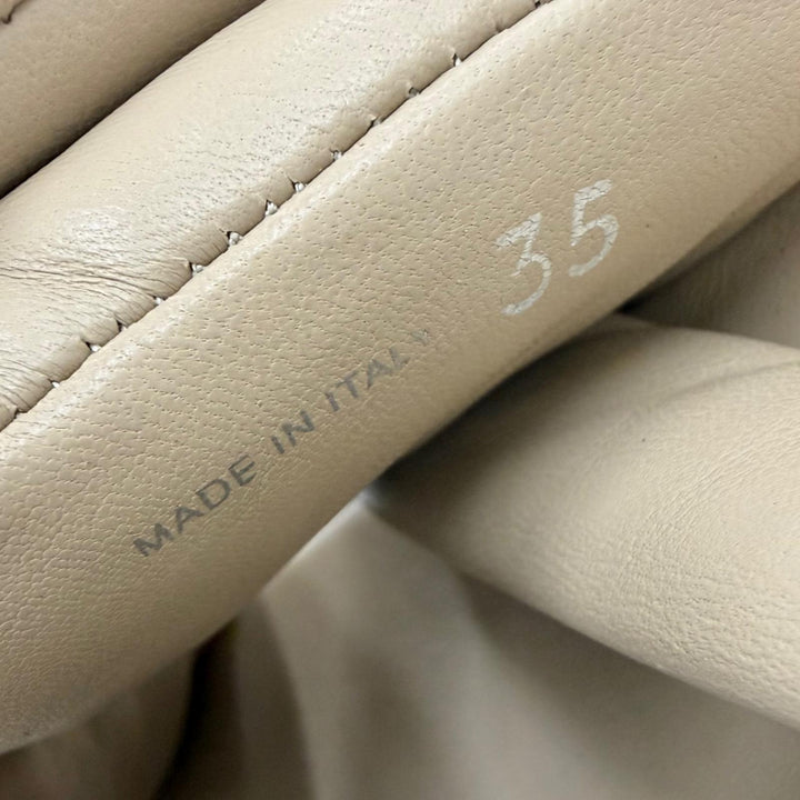 美品☆PRADA プラダ 1XZ758 トライアングルロゴ バックストラップ パデッドナッパレザー サンダル ベージュ 35 イタリア製 レディース