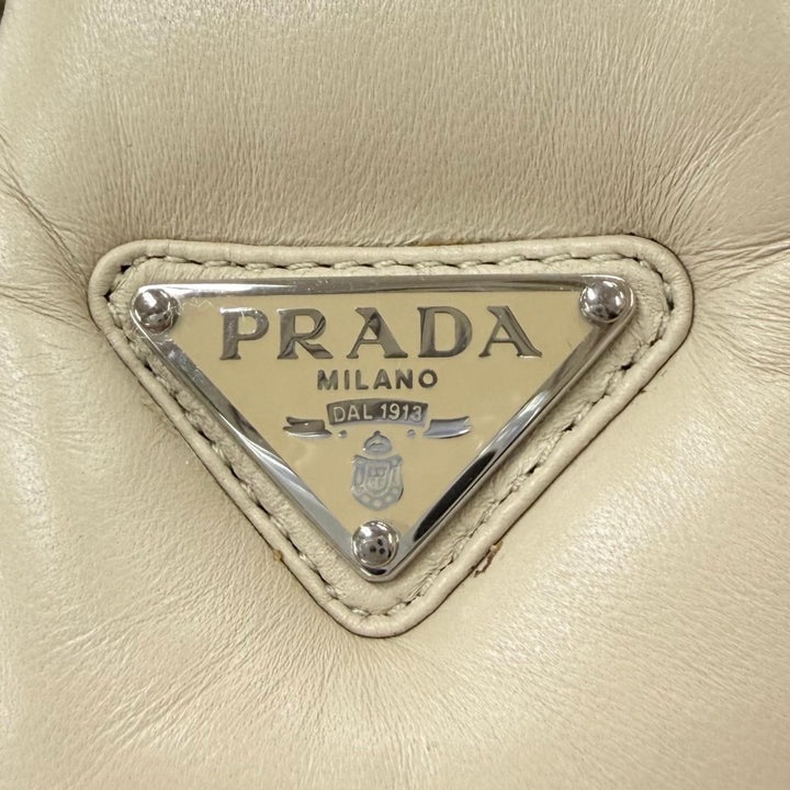 美品☆PRADA プラダ 1XZ758 トライアングルロゴ バックストラップ パデッドナッパレザー サンダル ベージュ 35 イタリア製 レディース