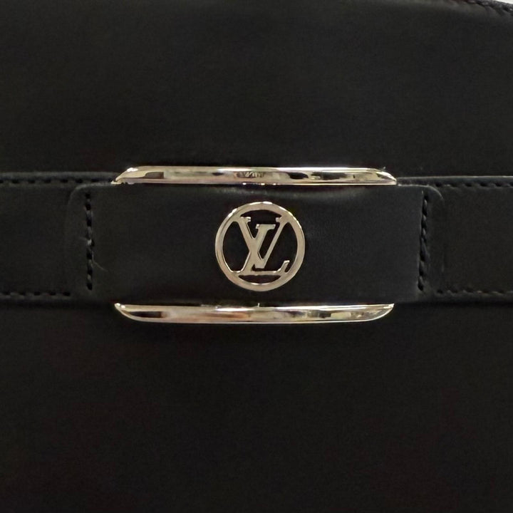 美品★LOUIS VUITTON ルイヴィトン ウエストサイドライン ロゴ金具付 ベルトデザイン レザー ロングブーツ ブラック 37 イタリア製