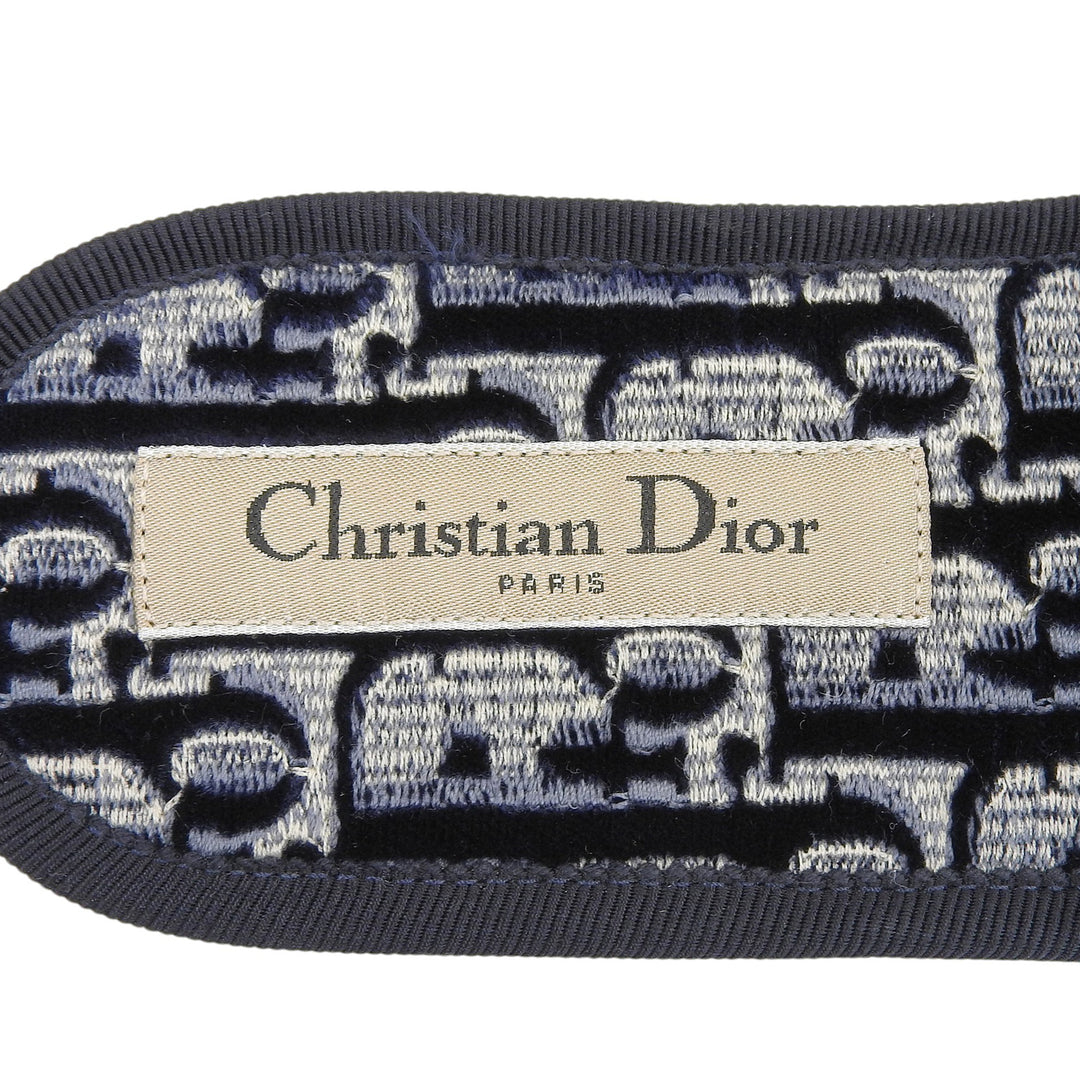 極美品▲Christian Dior クリスチャンディオール ベルベット オブリーク ルームスリッパ サンダル ミュール ネイビー 34 伊製 レディース