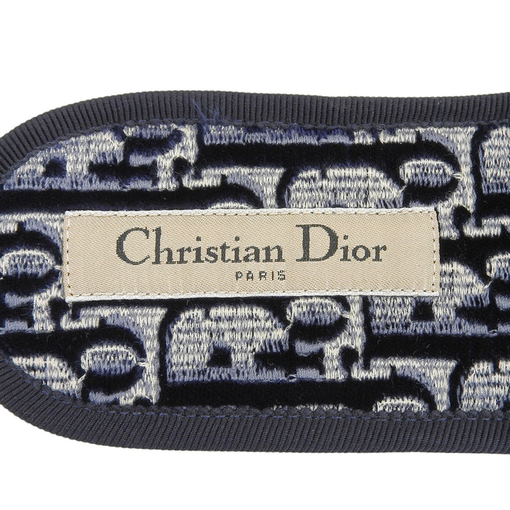 極美品▲Christian Dior クリスチャンディオール ベルベット オブリーク ルームスリッパ サンダル ミュール ネイビー 34 伊製 レディース