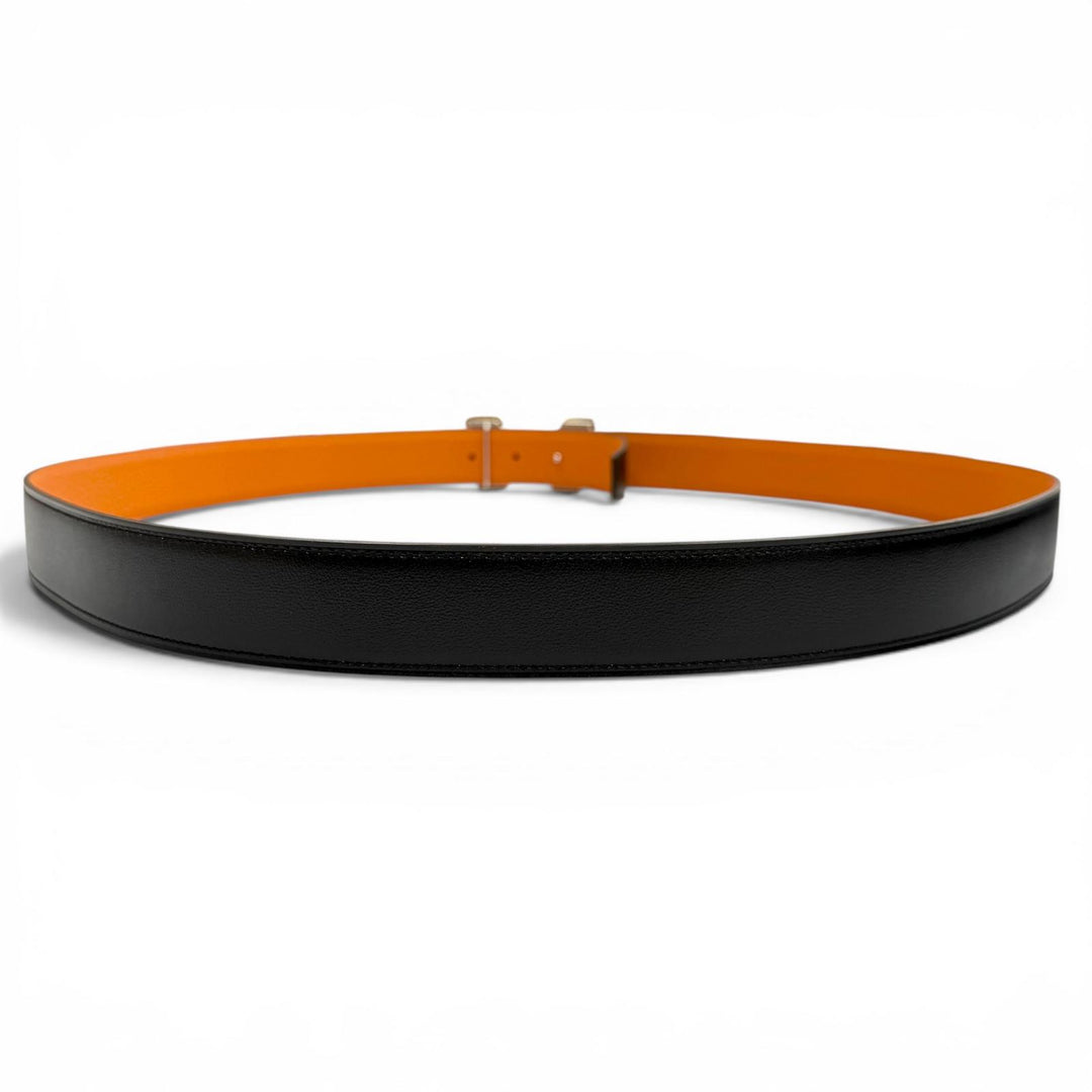 極美品▼HERMES エルメス コンスタンス ペガサス ボックスカーフ トゴ シルバー金具 リバーシブル ベルト ブラック オレンジ 110 C刻印