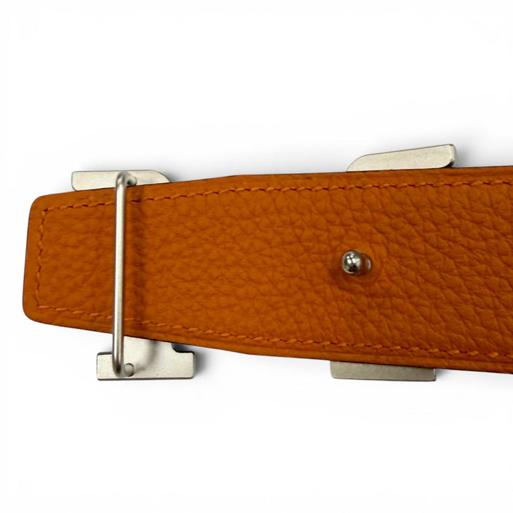 極美品▼HERMES エルメス コンスタンス ペガサス ボックスカーフ トゴ シルバー金具 リバーシブル ベルト ブラック オレンジ 110 C刻印