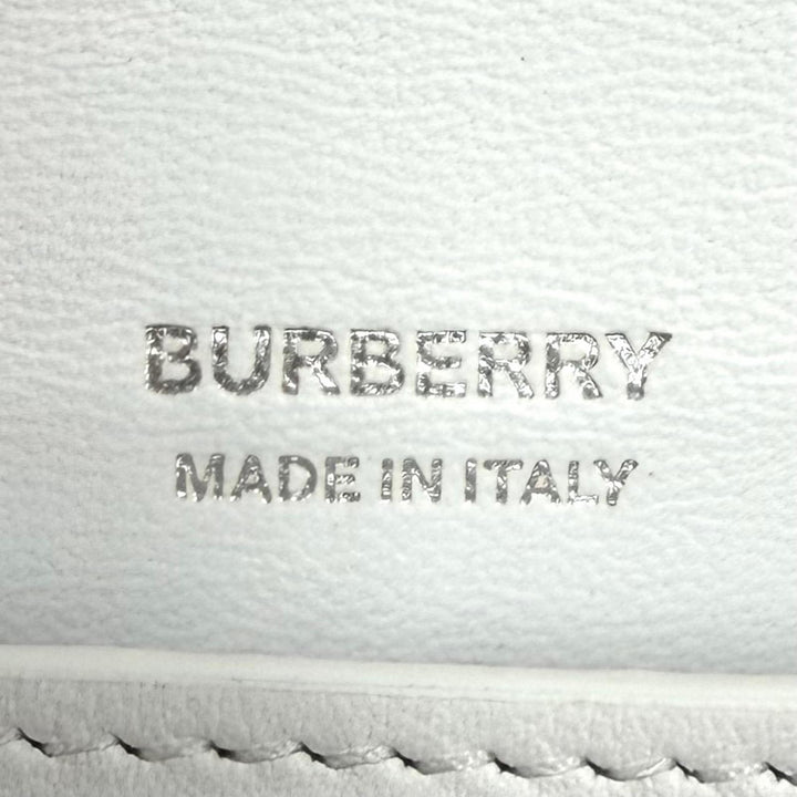 美品★BURBERRY バーバリー 8040736 ロゴ入り オリンピア ミニ レザー ショルダーバッグ ポシェット ホワイト イタリア製 レディース