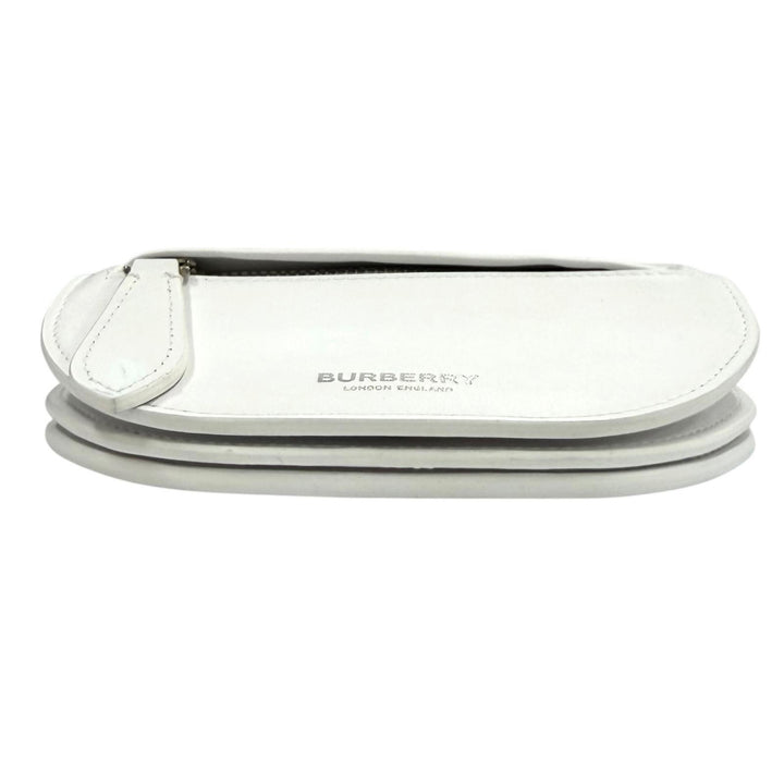 美品★BURBERRY バーバリー 8040736 ロゴ入り オリンピア ミニ レザー ショルダーバッグ ポシェット ホワイト イタリア製 レディース