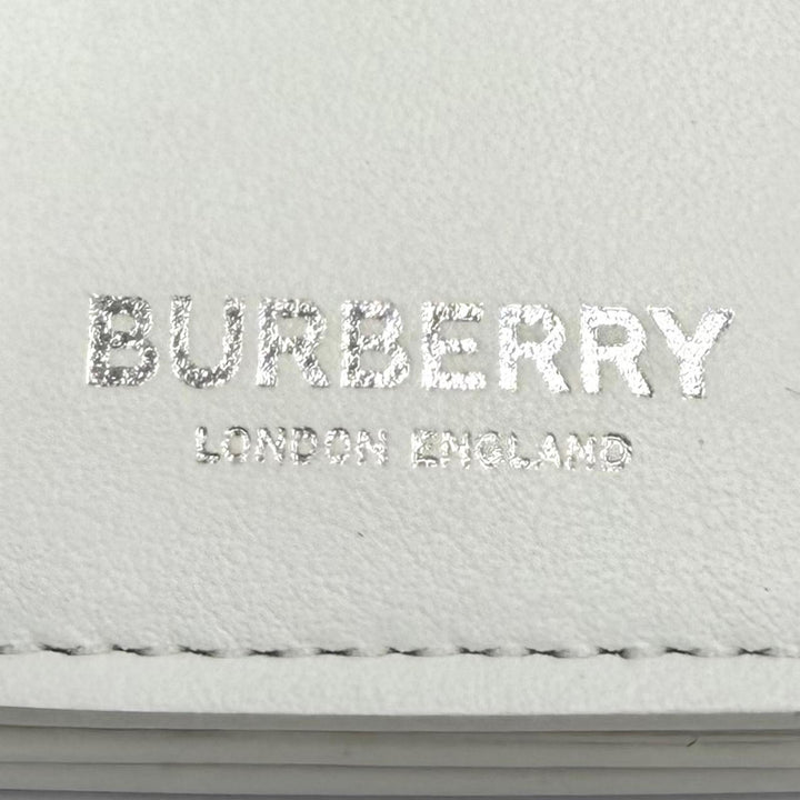 美品★BURBERRY バーバリー 8040736 ロゴ入り オリンピア ミニ レザー ショルダーバッグ ポシェット ホワイト イタリア製 レディース