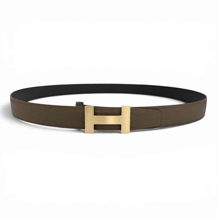 極美品▼HERMES エルメス コンスタンス ボックスカーフ トゴ ゴールド金具 Hロゴバックル リバーシブルベルト カーキ ブラック 115 T刻印