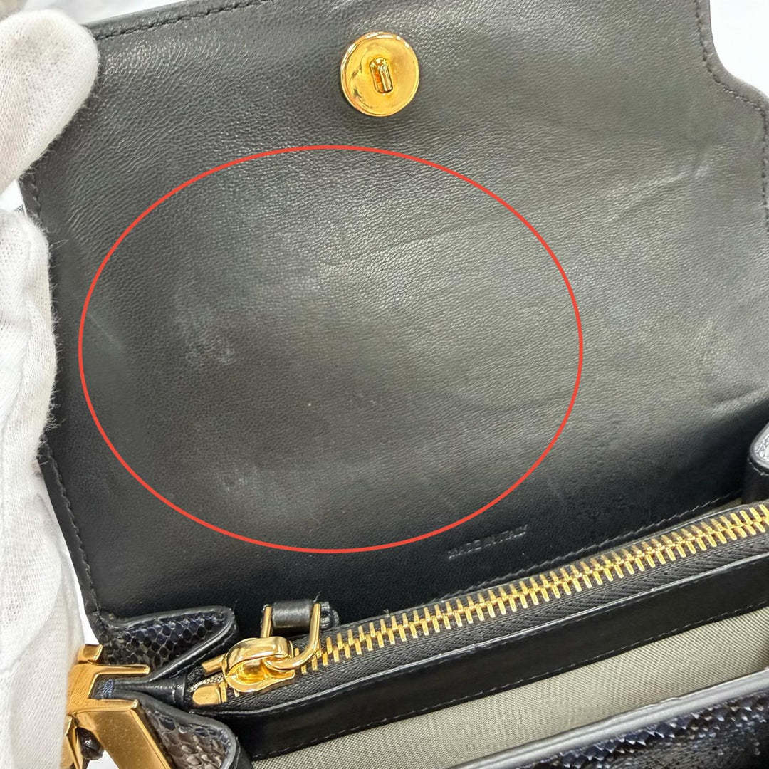 美品☆MARNI マルニ TRUNK トランク パイソンレザー ロゴ金具 ショルダーバッグ グレー系 イタリア製 レディース 保存袋付き
