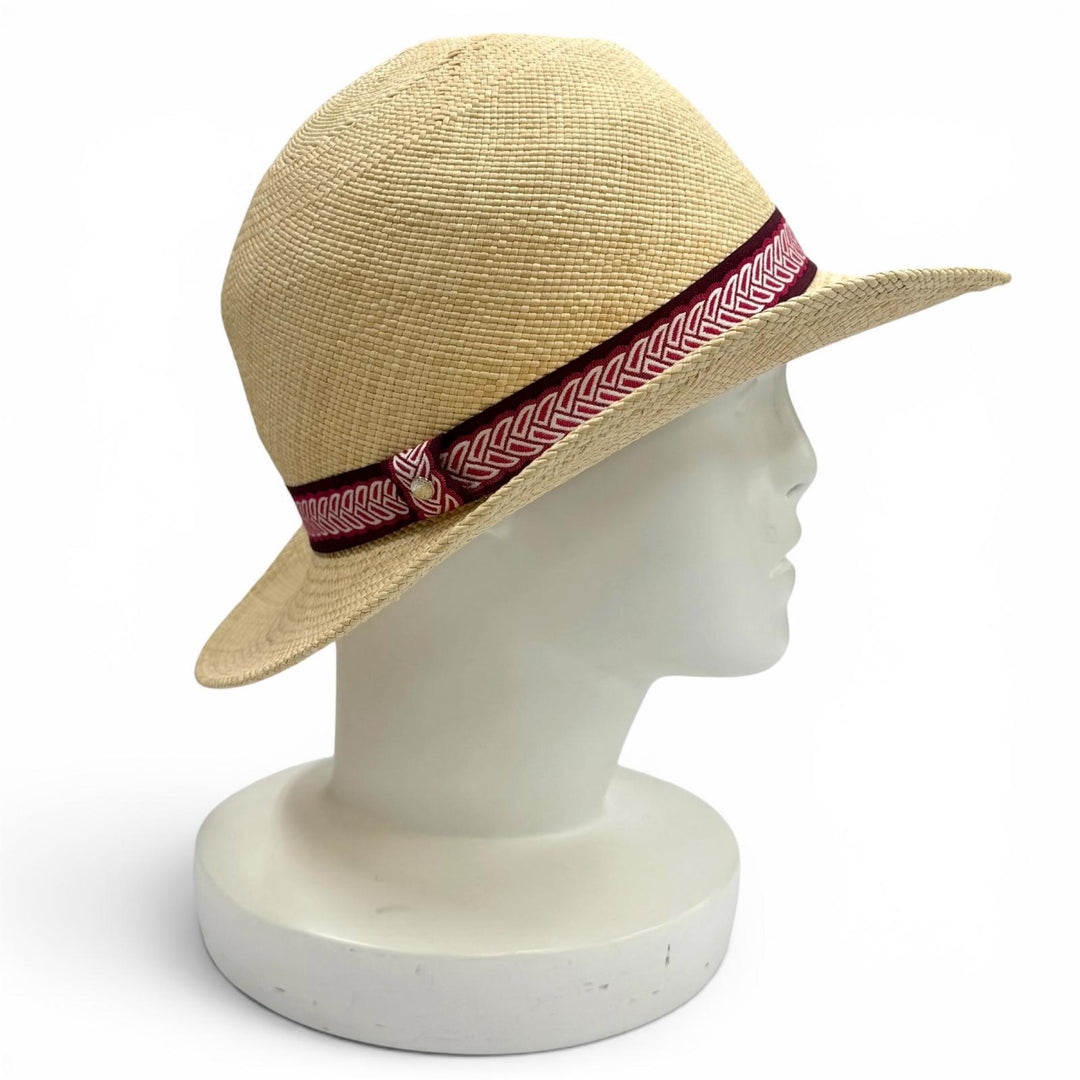 極美品★HERMES エルメス H231032N グレタ セリエ金具 シルク使い リボンテープ ストロー ハット ナチュラル ピンク 57 正規品 保存袋付
