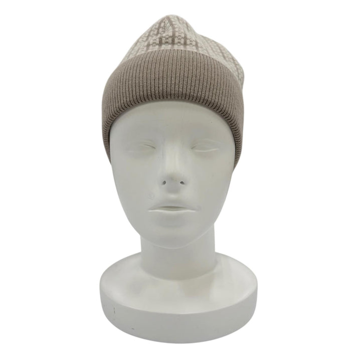 極美品☆HERMES エルメス カシミヤ100％ Hロゴデザイン ニットキャップ ニット帽 ベージュ ホワイト M イタリア製 正規品 レディース
