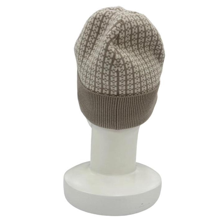 極美品☆HERMES エルメス カシミヤ100％ Hロゴデザイン ニットキャップ ニット帽 ベージュ ホワイト M イタリア製 正規品 レディース