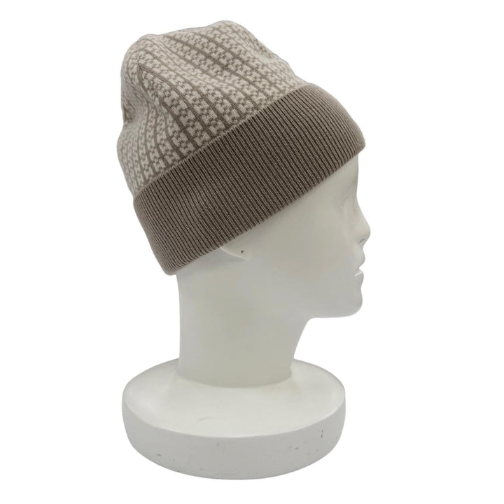 極美品☆HERMES エルメス カシミヤ100％ Hロゴデザイン ニットキャップ ニット帽 ベージュ ホワイト M イタリア製 正規品 レディース