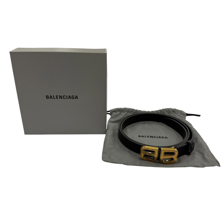 未使用品☆BALENCIAGA バレンシアガ 7718870 BB Hourglass ベルト ブラック ゴールド金具 90 イタリア製 レディース 箱・保存袋付き