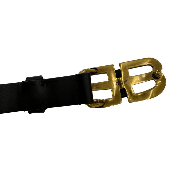 未使用品☆BALENCIAGA バレンシアガ 7718870 BB Hourglass ベルト ブラック ゴールド金具 90 イタリア製 レディース 箱・保存袋付き