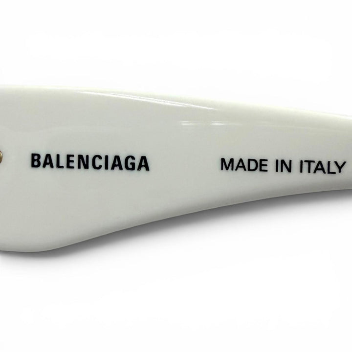 極美品★BALENCIAGA バレンシアガ BB0096S DYNASTY RECTANGLE BBメタルロゴ サングラス ホワイト 51□18-130 イタリア製 ユニセックス