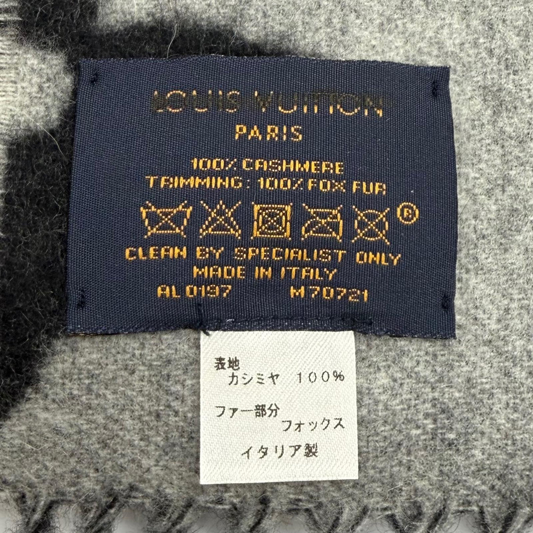 美品★LOUIS VUITTON ルイヴィトン 2017年製 M70721 エシャルプ レイキャビック ファー カシミヤ100％ FOXファー付 マフラー 正規品