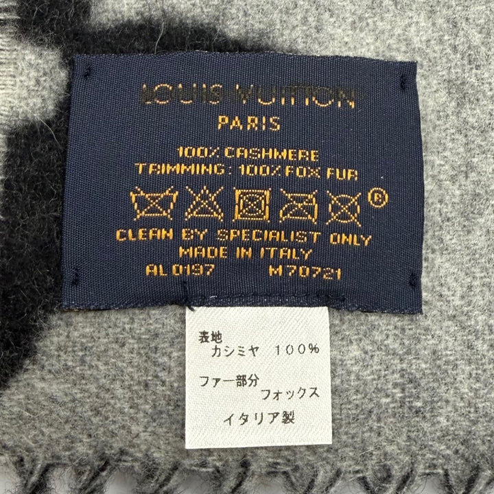 美品★LOUIS VUITTON ルイヴィトン 2017年製 M70721 エシャルプ レイキャビック ファー カシミヤ100％ FOXファー付 マフラー 正規品