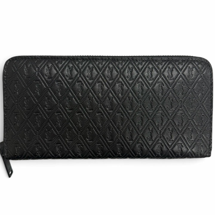 極美品□SAINT LAURENT PARIS サンローランパリ 664491 レザー YSLロゴ ラウンドジップウォレット 長財布 ブラック 箱・保存袋付き 伊製
