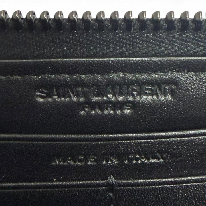 極美品□SAINT LAURENT PARIS サンローランパリ 664491 レザー YSLロゴ ラウンドジップウォレット 長財布 ブラック 箱・保存袋付き 伊製