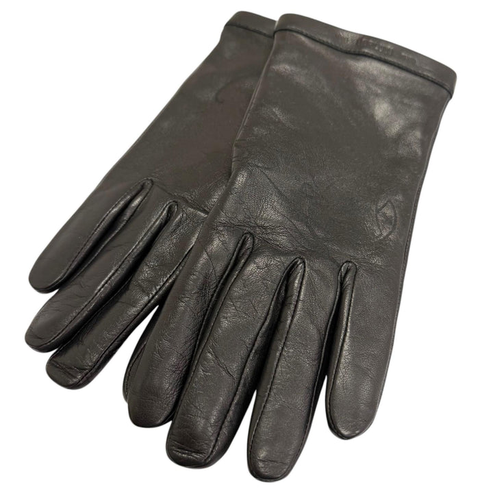 極美品□BERLUTI ベルルッティ G0017-002 羊革 裏カシミヤ100％ カリグラフィ レザーグローブ 手袋 黒 8 フランス製 正規品 定価122100円