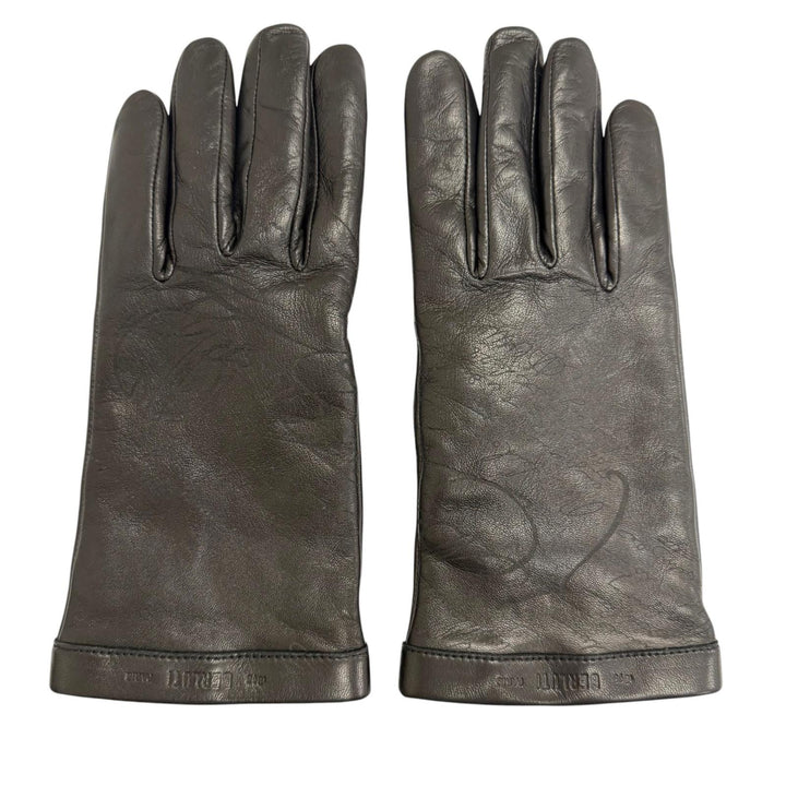極美品□BERLUTI ベルルッティ G0017-002 羊革 裏カシミヤ100％ カリグラフィ レザーグローブ 手袋 黒 8 フランス製 正規品 定価122100円