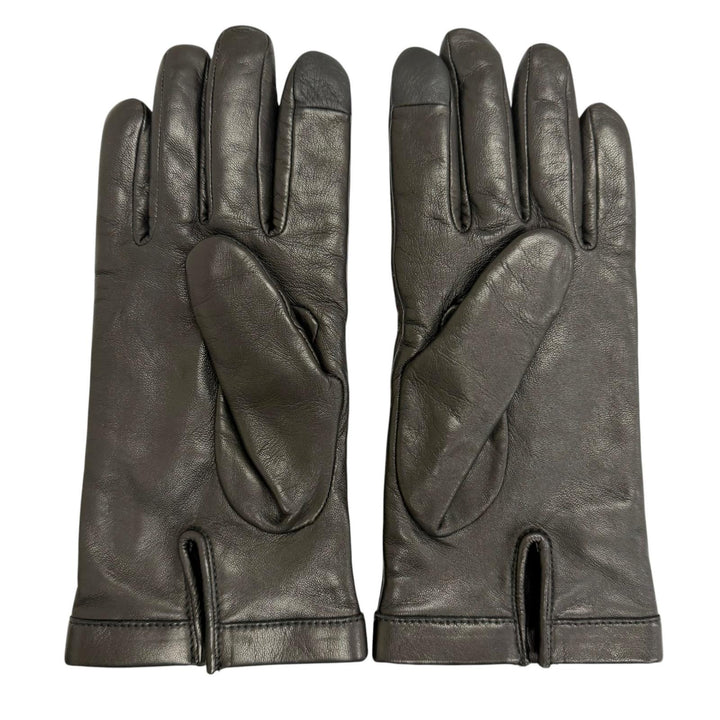 極美品□BERLUTI ベルルッティ G0017-002 羊革 裏カシミヤ100％ カリグラフィ レザーグローブ 手袋 黒 8 フランス製 正規品 定価122100円
