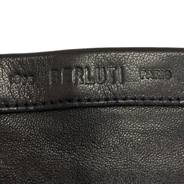 極美品□BERLUTI ベルルッティ G0017-002 羊革 裏カシミヤ100％ カリグラフィ レザーグローブ 手袋 黒 8 フランス製 正規品 定価122100円