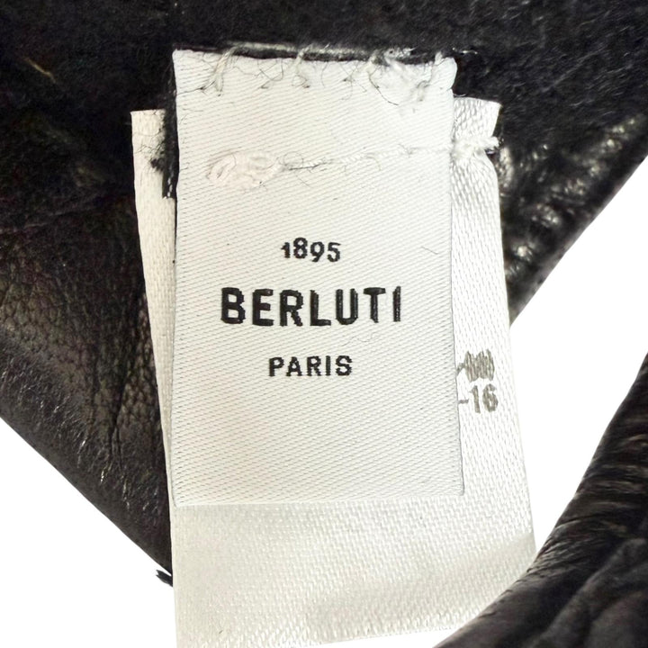 極美品□BERLUTI ベルルッティ G0017-002 羊革 裏カシミヤ100％ カリグラフィ レザーグローブ 手袋 黒 8 フランス製 正規品 定価122100円