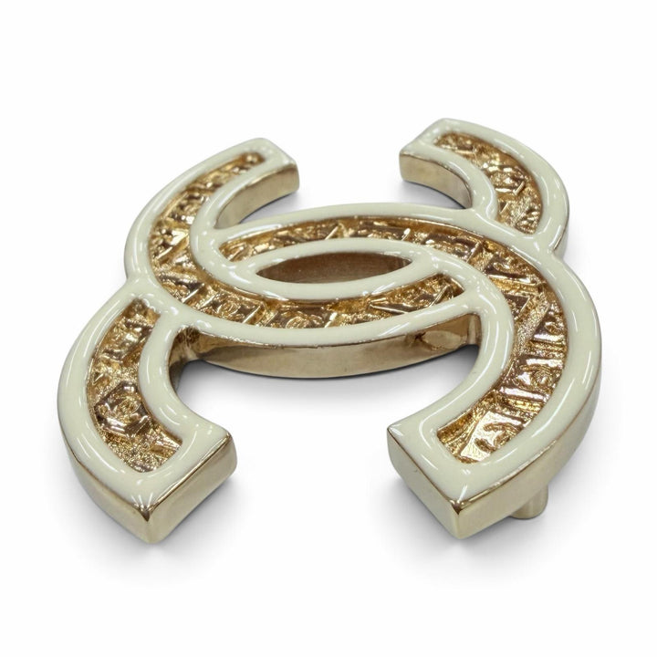 極美品☆CHANEL シャネル B24C ABC396 メタル ココマーク アクセサリー ブローチ ゴールド アイボリー イタリア製 レディース 箱・保袋付