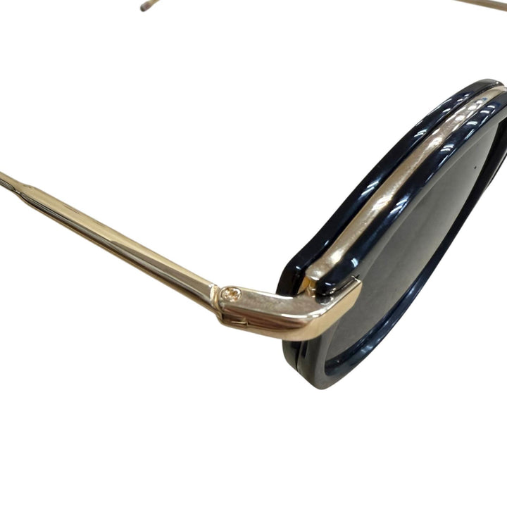 極美品□THOM BROWNE トムブラウン UES011A ボストンフレーム サングラス ゴールド ブラック 49□21-150 度なし 日本製 定価121000円