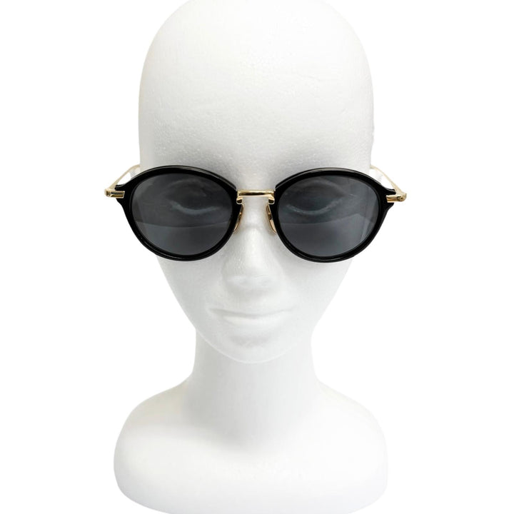 極美品□THOM BROWNE トムブラウン UES011A ボストンフレーム サングラス ゴールド ブラック 49□21-150 度なし 日本製 定価121000円