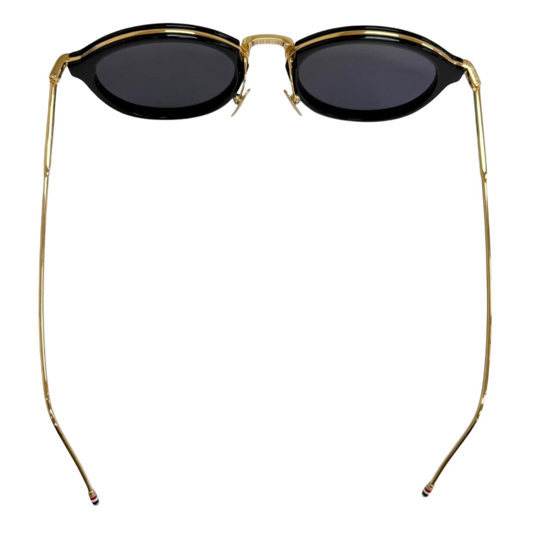 極美品□THOM BROWNE トムブラウン UES011A ボストンフレーム サングラス ゴールド ブラック 49□21-150 度なし 日本製 定価121000円