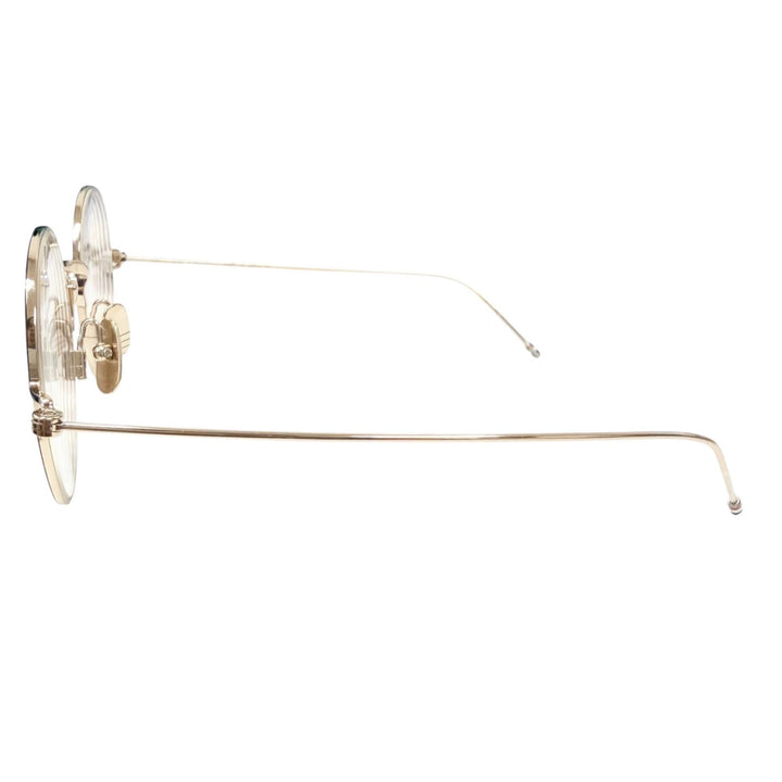 美品□THOM BROWNE トムブラウン TBX915 ボストンフレーム メガネ 眼鏡 アイウェア ゴールド ブラック 50□21-145 度入り 日本製 メンズ