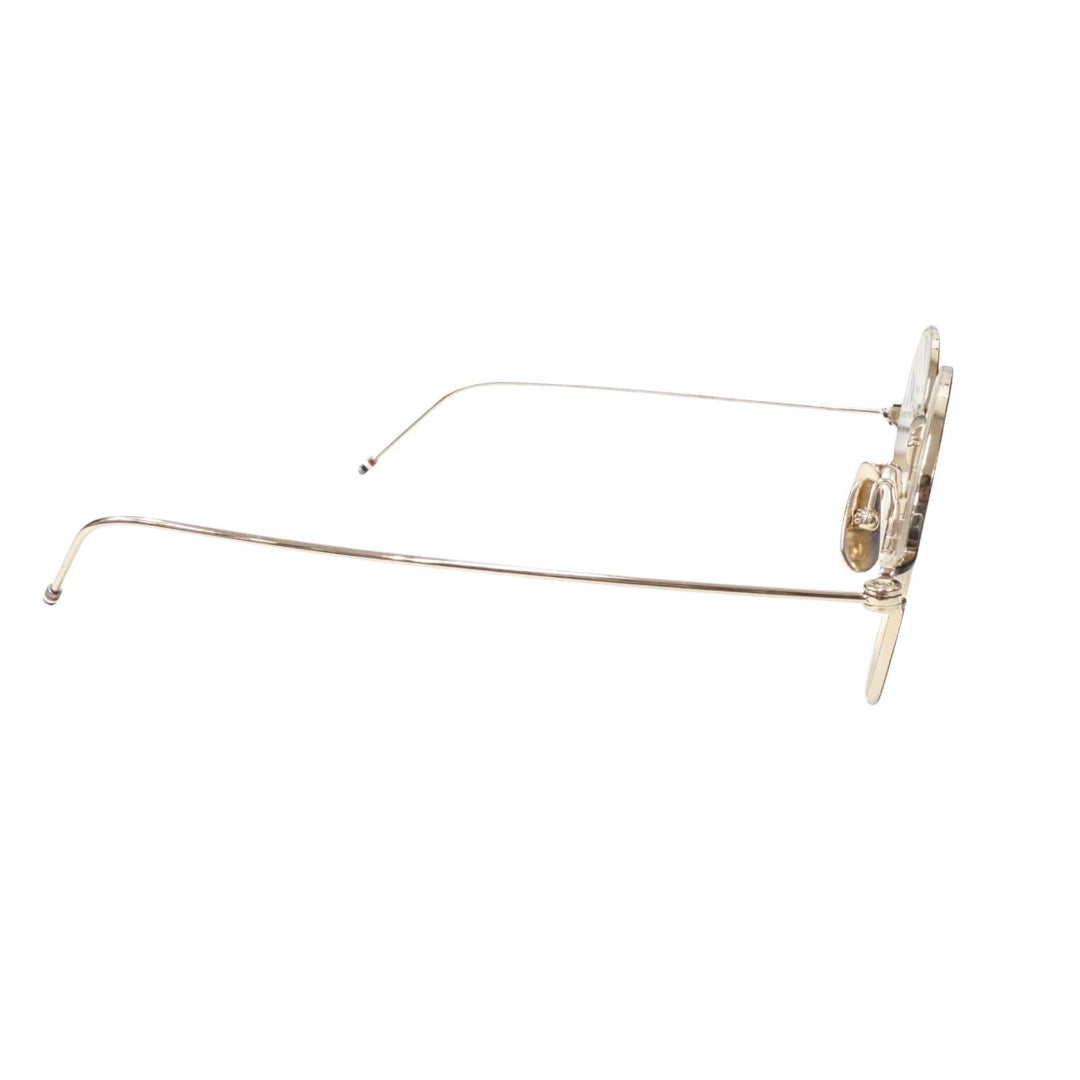 美品□THOM BROWNE トムブラウン TBX915 ボストンフレーム メガネ 眼鏡 アイウェア ゴールド ブラック 50□21-145 度入り 日本製 メンズ