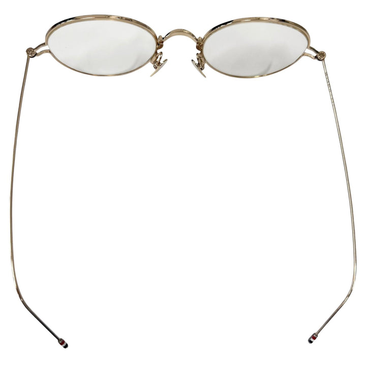 美品□THOM BROWNE トムブラウン TBX915 ボストンフレーム メガネ 眼鏡 アイウェア ゴールド ブラック 50□21-145 度入り 日本製 メンズ