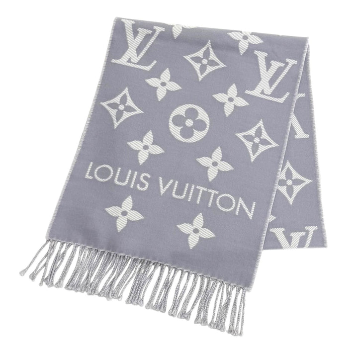 美品★LOUIS VUITTON ルイヴィトン 2025年製 M77727 マフラー LV エセンシャル ウール100％ グリクレール フリンジ 170cm×34cm 正規品