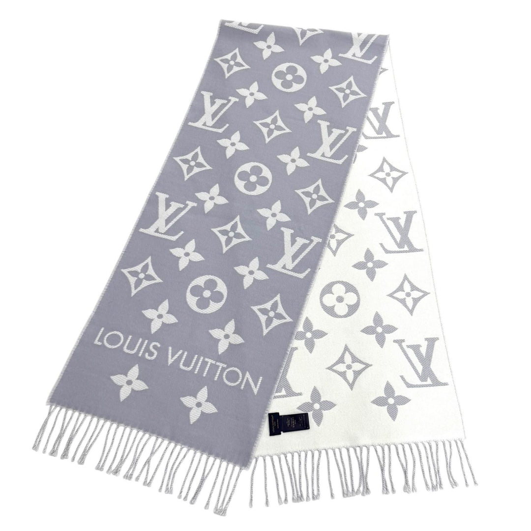 美品★LOUIS VUITTON ルイヴィトン 2025年製 M77727 マフラー LV エセンシャル ウール100％ グリクレール フリンジ 170cm×34cm 正規品