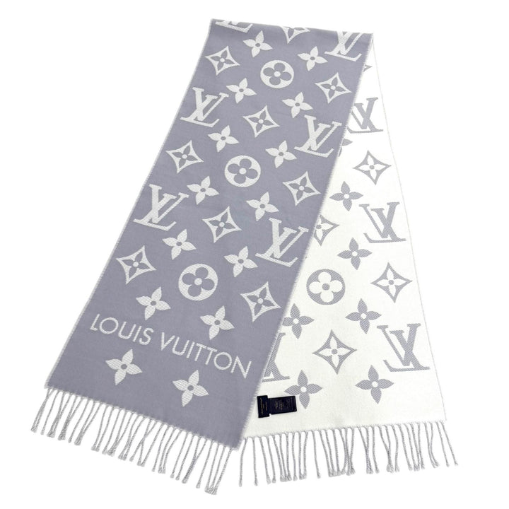 美品★LOUIS VUITTON ルイヴィトン 2025年製 M77727 マフラー LV エセンシャル ウール100％ グリクレール フリンジ 170cm×34cm 正規品