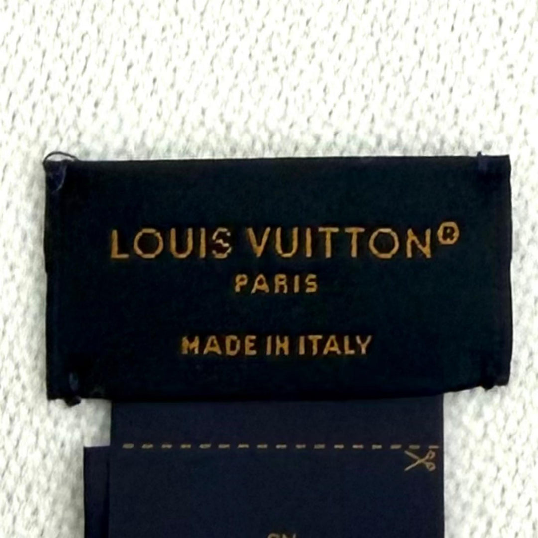美品★LOUIS VUITTON ルイヴィトン 2025年製 M77727 マフラー LV エセンシャル ウール100％ グリクレール フリンジ 170cm×34cm 正規品