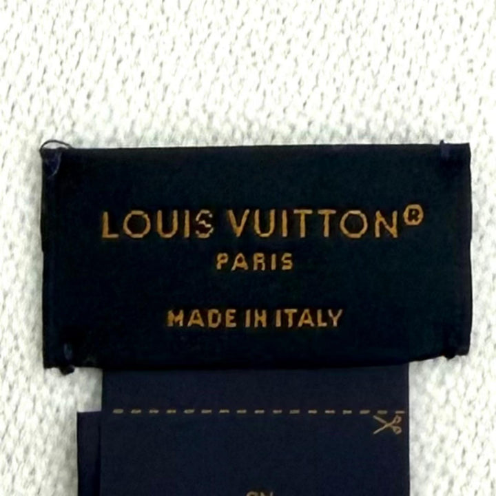 美品★LOUIS VUITTON ルイヴィトン 2025年製 M77727 マフラー LV エセンシャル ウール100％ グリクレール フリンジ 170cm×34cm 正規品