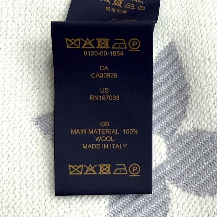 美品★LOUIS VUITTON ルイヴィトン 2025年製 M77727 マフラー LV エセンシャル ウール100％ グリクレール フリンジ 170cm×34cm 正規品
