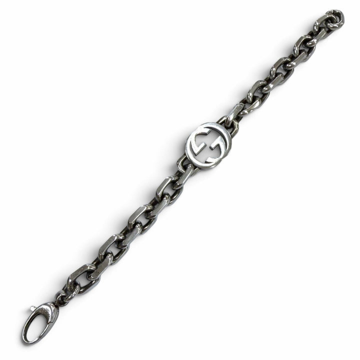 美品▼GUCCI グッチ 627068 AG925 インターロッキングG ブレスレット シルバー 17 イタリア製 重量44.2g メンズ レディース 箱・保存袋付