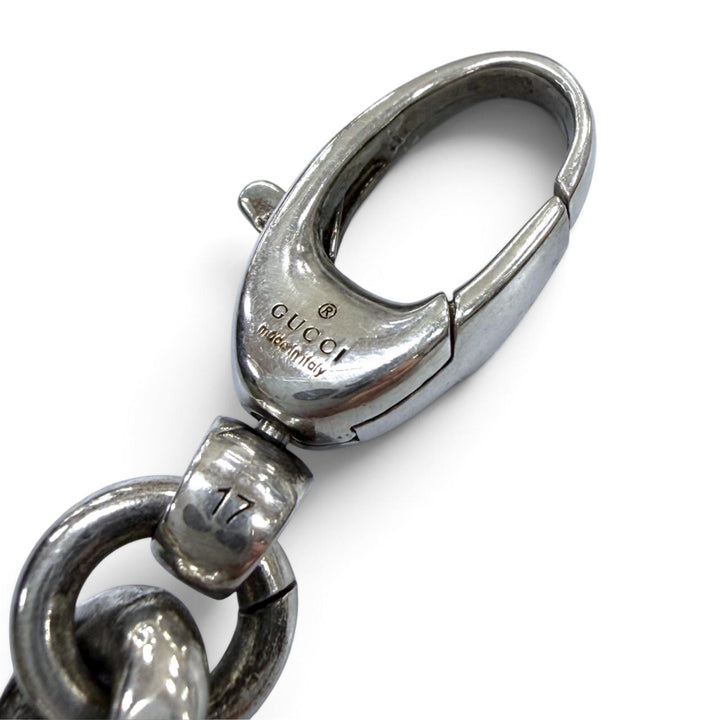 美品▼GUCCI グッチ 627068 AG925 インターロッキングG ブレスレット シルバー 17 イタリア製 重量44.2g メンズ レディース 箱・保存袋付
